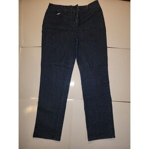 Gloria Vanderbilt Amanda Pin Dot  Dress Pants Size 10 Navy Blue